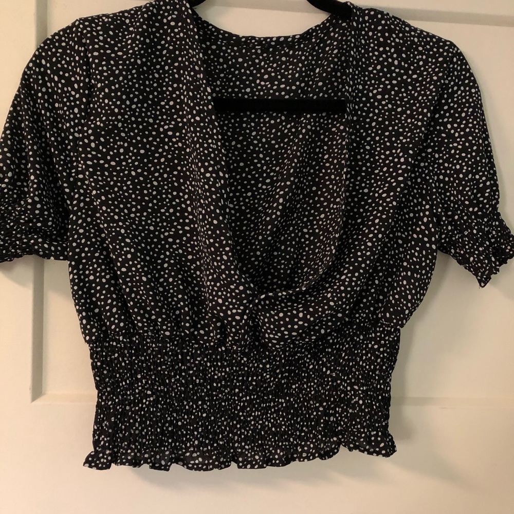 Scrunched Black and White Crop Top